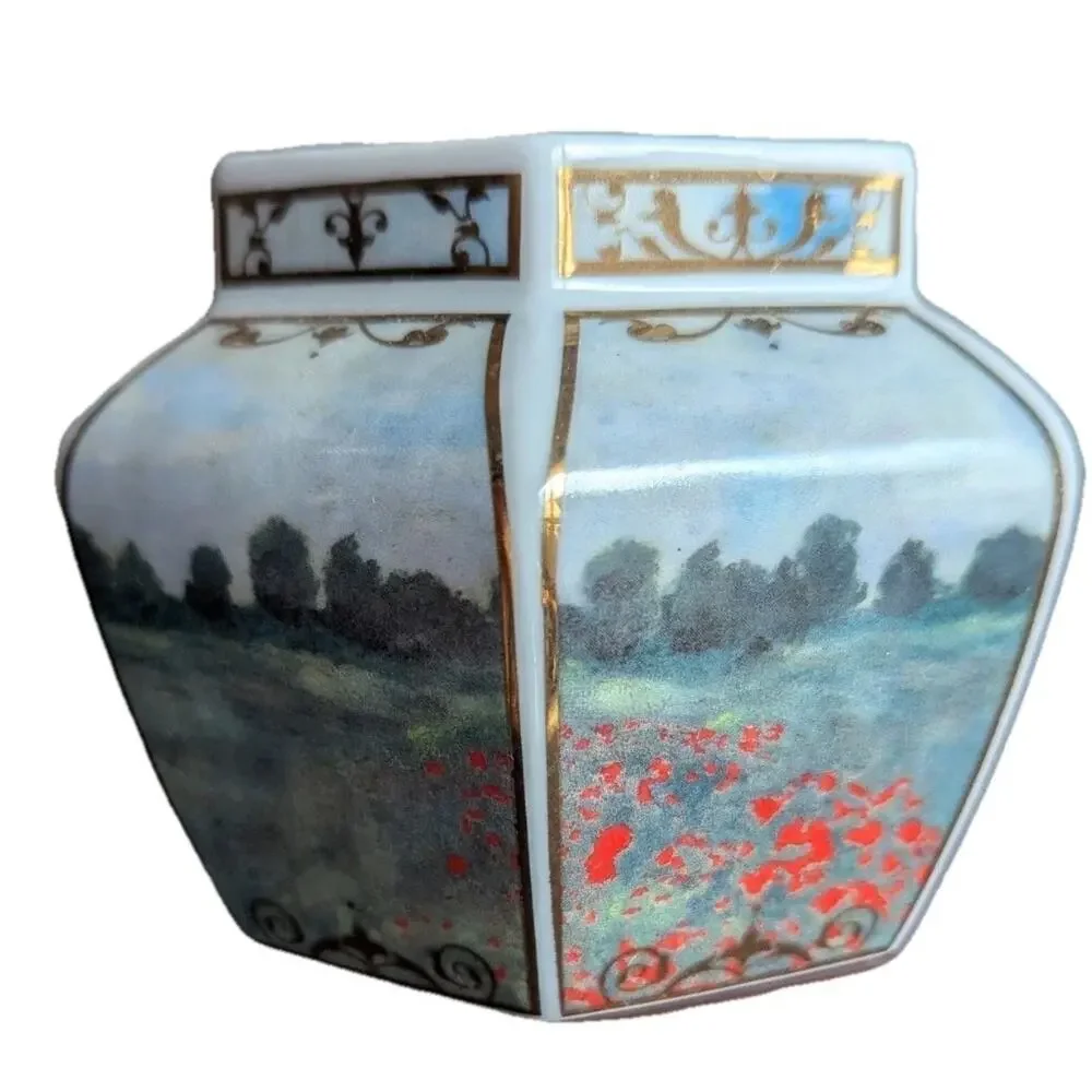 Vtg Goebel Artis Orbis Claude Monet Poppy Field Mini Vase Porcelain Germany